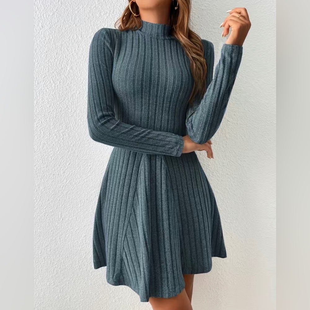 NWT Solid ribbed long sleeve dress top NIP - Picture 2 of 4
